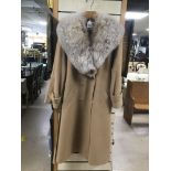 A VINTAGE LONG COAT WITH FUR COLLAR BY JAEGER