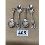 A SET OF FOUR LATE VICTORIAN SILVER TEASPOONS, HALLMARKED SHEFFIELD 1900/01 BY JOHN ROUND & SON LTD,