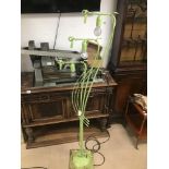 A VINTAGE GREEN UNUSUAL METAL FLOOR LAMP