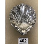 A LATE VICTORIAN SILVER EMBOSSED SHELL SHAPED BUTTER DISH, HALLMARKED SHEFFIELD 1898 BY ATKIN