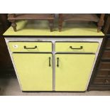 A 1950/60'S YELLOW FORMICA KITCHEN UNIT