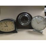 A GARRARD EIGHT DAY OAK CASED MANTLE CLOCK, THE DIAL WITH ARABIC NUMERALS DENOTING HOURS, TOGETHER