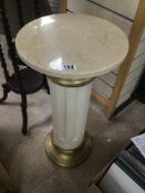 A CERAMIC COLLUMNAID JARDINIERE STAND WITH MARBLE TOP, 74CM HIGH (PREVIOUSLY AF)