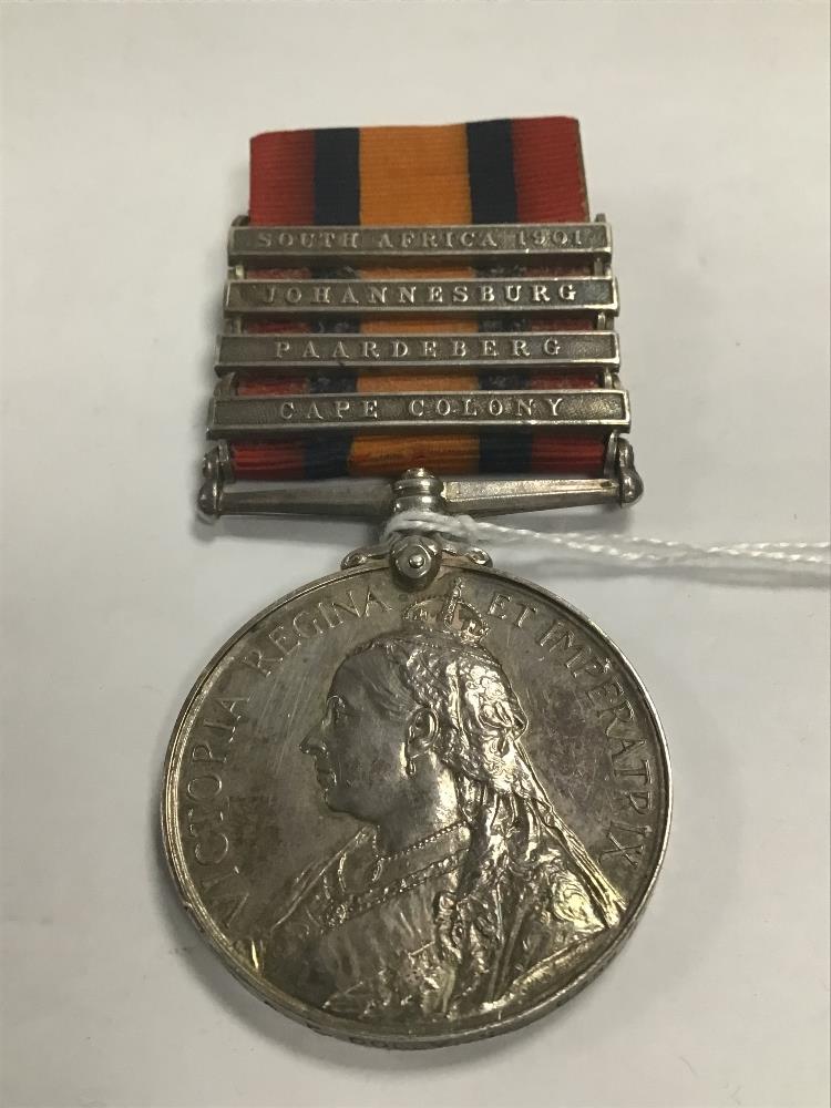 QUEEN'S SOUTH AFRICA MEDAL, AWARDED DURING THE 2ND BOER WAR TO 24332 BOMB: A.P COLLYNS, 62ND BTY,