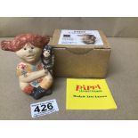 A MODERN SWEDISH ART POTTERY FIGURE BY LISA LARSON FOR GUSTASVBERG DEPICTING PIPPI LONG STOCKING, IN