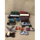 A COLLECTION OF MIXED TOY VEHICLES INCLUDING TINPLATE SCHUCO