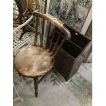 A VICTORIAN PENNY CHAIR WITH AN OAK HALL STAND