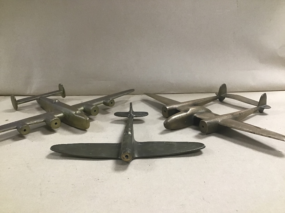 THREE VINTAGE BRONZE AEROPLANES