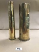 TWO MILITARY BRASS SHELLS 1943