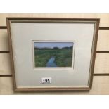 KEVIN J HAYLER, A WATERCOLOUR TITLED 'FIELD STREAM' PREVIOUSLY SOLD BY WHIBLEY'S OF WORTHING, FRAMED