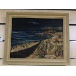 A FRAMED GOUCHE PAINTING OF A COASTAL SCENE SIGNED J POSER
