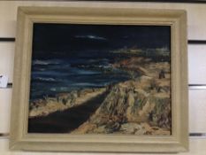 A FRAMED GOUCHE PAINTING OF A COASTAL SCENE SIGNED J POSER