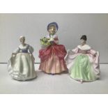 A GROUP OF THREE ROYAL DOULTON LADIES, COMPRISING; CISSIE, FAIR LADY AND SARA