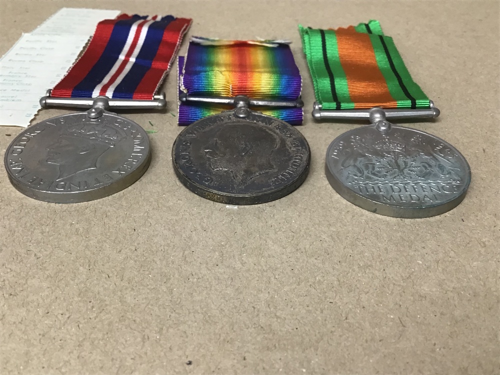 GROUP OF THREE MEDALS, COMPRISING WWI VICTORY MEDAL, WWII DEFENCE MEDAL AND WAR MEDAL, TOGETHER WITH - Image 3 of 9