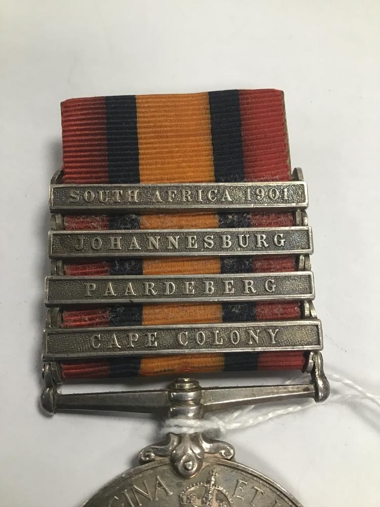 QUEEN'S SOUTH AFRICA MEDAL, AWARDED DURING THE 2ND BOER WAR TO 24332 BOMB: A.P COLLYNS, 62ND BTY, - Image 6 of 6