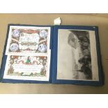 A 19TH CENTURY SCRAP BOOK, INCLUDING BAND OF HOPE MEMBERS CARDS DATED 1870'S, ETCHED ENGRAVINGS OF