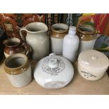 A COLLECTION OF STONEWARE POTS INCLUDING THE GOURMET BOILER