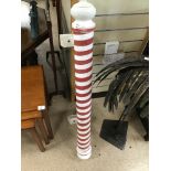 A WOODEN BARBERS POLE 112CMS