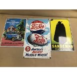 THREE ENAMEL SIGNS, COMPRISING; FORD 8, SANDEMAN PORT & SHERRY AND PEPSI