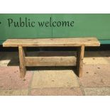 A WOODEN PINE BENCH 93CMS LONG