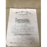 AN EARLY 20TH CENTURY VICTORIAN CENTRAL HOSPITAL WALLASEY CERTIFICATE OF EFFICIENCY, DATED 1923