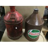TWO LARGE OIL CAN DRUMS, ONE BY CASTROL, LARGEST 60CM HIGH
