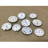 NINE ASSORTED POCKET WATCH MOVEMENTS WITH DIALS, INCLUDING JOHN FORREST CHRONOMETER, ACME LEVER BY H