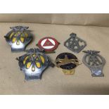 A GROUP OF SIX VINTAGE CAR BADGES, INCLUDING THREE AA EXAMPLES OF VARYING DESIGNS, INSTITUTE OF