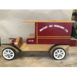 A LARGE TOY WOODEN VAN, SIGN WRITING READS WHATNOT AND THINGUMMY LTD 1908, 54CM LONG