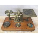 A SET OF INLAND LETTER POST SCALES BY S MORDAN & CO, WITH WEIGHTS, 21.5CM WIDE