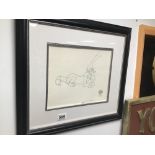 A CERTIFICATED DRAWING FROM AN ORIGINAL WARNER BROS FILM (DAFFY DUCKS QUACKBUSTERS) FRAMED AND