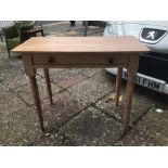 A VINTAGE PINE TABLE WITH DRAWER 90 X 44 X 72CMS