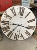 A REPRODUCTION BATTERY OPERATED WOODEN WALL CLOCK 90 DIAMETER