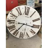 A REPRODUCTION BATTERY OPERATED WOODEN WALL CLOCK 90 DIAMETER