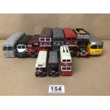 A COLLECTION OF MAINLY DIECAST TOY BUSES INCLUDING CORGI