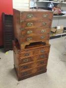 TWO MILITARY STYLE CHEST OF DRAWERS BOTH BRASS BOUND