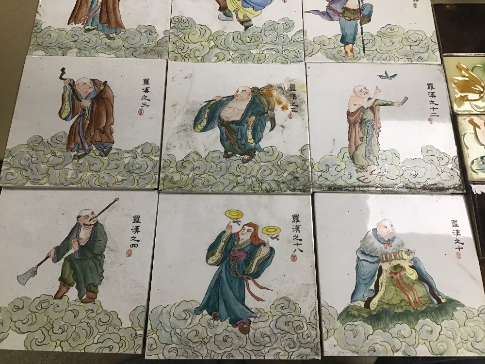 A COLLECTION OF TILES, INCLUDING CHINESE EXAMPLES SHOWING TRADITIONAL IMAGES - Image 2 of 6