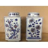 A PAIR OF CHINESE PORCELAIN TEA CADDIES OF RECTANGULAR FORM, SIX PIECE CHARACTER MARK TO REVERSE,