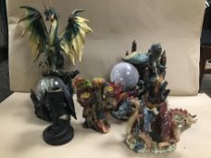 A COLLECTION OF RESIN MYTHOLOGICAL DRAGON FIGURES (SOME AF)