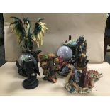 A COLLECTION OF RESIN MYTHOLOGICAL DRAGON FIGURES (SOME AF)