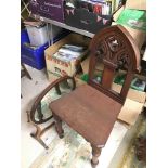 A ROSEWOOD HALL CHAIR WITH A DRESSING TABLE SWING MIRROR