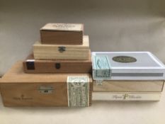 ASSORTED WOODEN BOXES, MOST BEING CIGAR BOXES ALSO INCLUDING A CHOCOLATE BOX