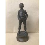 HALFDAN HERTZBERG (1857-1890) A BRONZE FIGURE DEPICTING A WHISTLING BOY TITLED "SIFFLEAUR" SIGNED TO