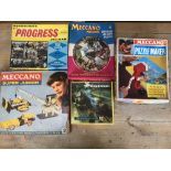 GROUP OF FOUR MID CENTURY JIGSAW PUZZLES, TOGETHER WITH A MECCANO SET, ALL BOXED