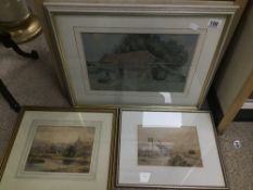A GROUP OF THREE PAINTINGS DEPICTING TRADITIONAL BRITISH LANDSCAPES, ALL FRAMED AND GLAZED