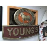 A YOUNGS ( THE RAMS BREWERY WANDSWORTH) ADVERTISING SIGN