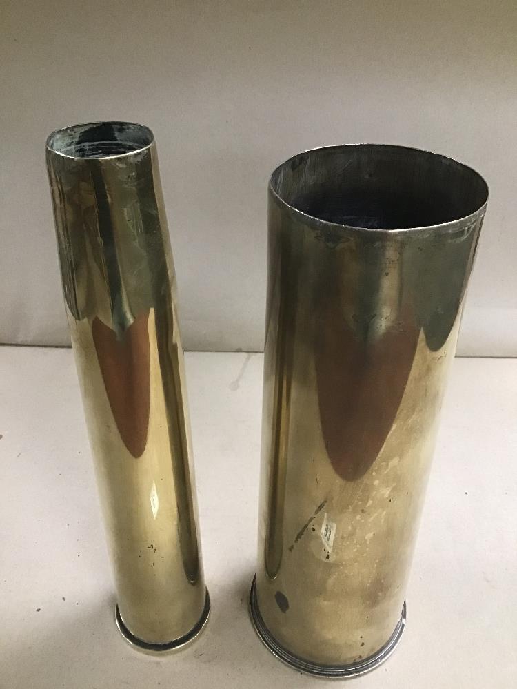 TWO MILITARY BRASS SHELLS 1943 - Image 2 of 4