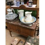 AN ART NOUVEAU WASHSTAND WITH MARBLE TOP