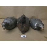 THREE VINTAGE WOODEN DECOY DUCKS