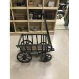 A VINTAGE WOODEN FRENCH TROLLEY/CART